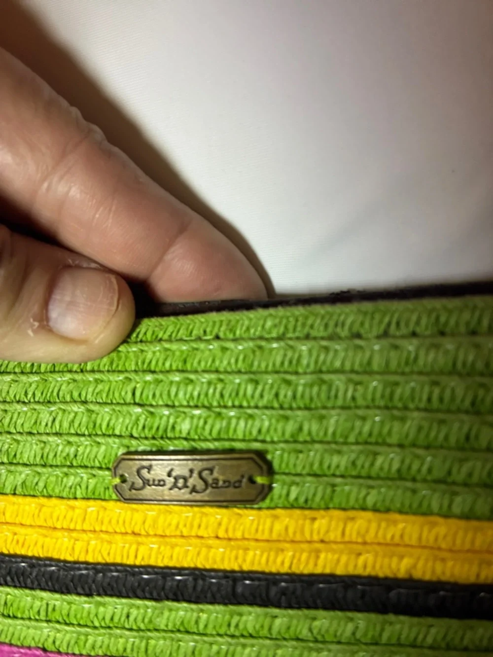 Striped Straw Cosmetic Pouch‎ - Green Multi